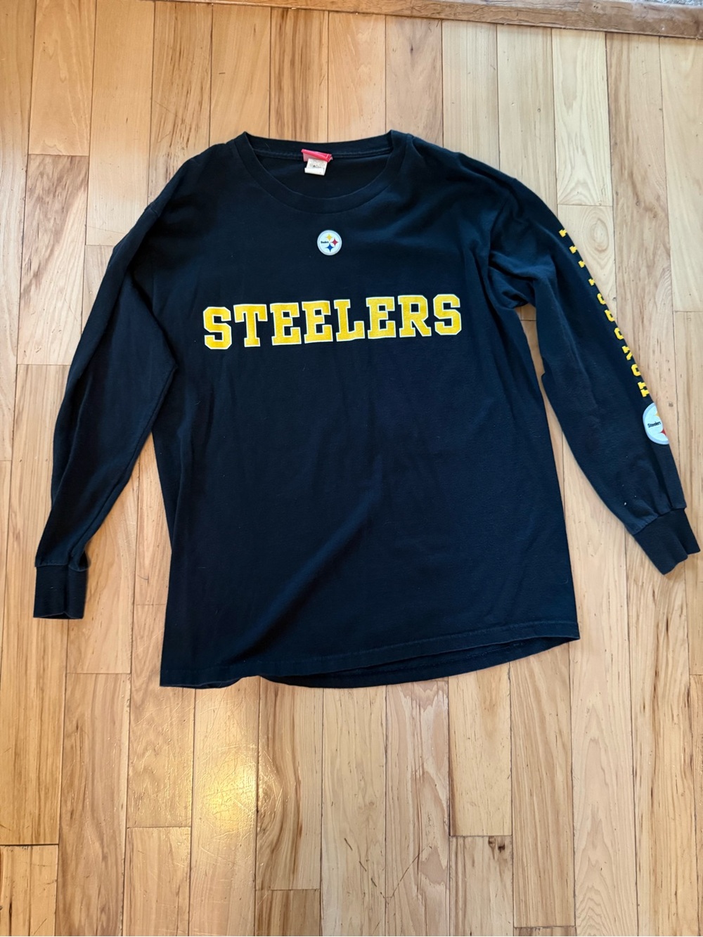 Vintage 2005 NFL Official Equipment Pittsburgh Steelers Black Long Sleeve Shirt